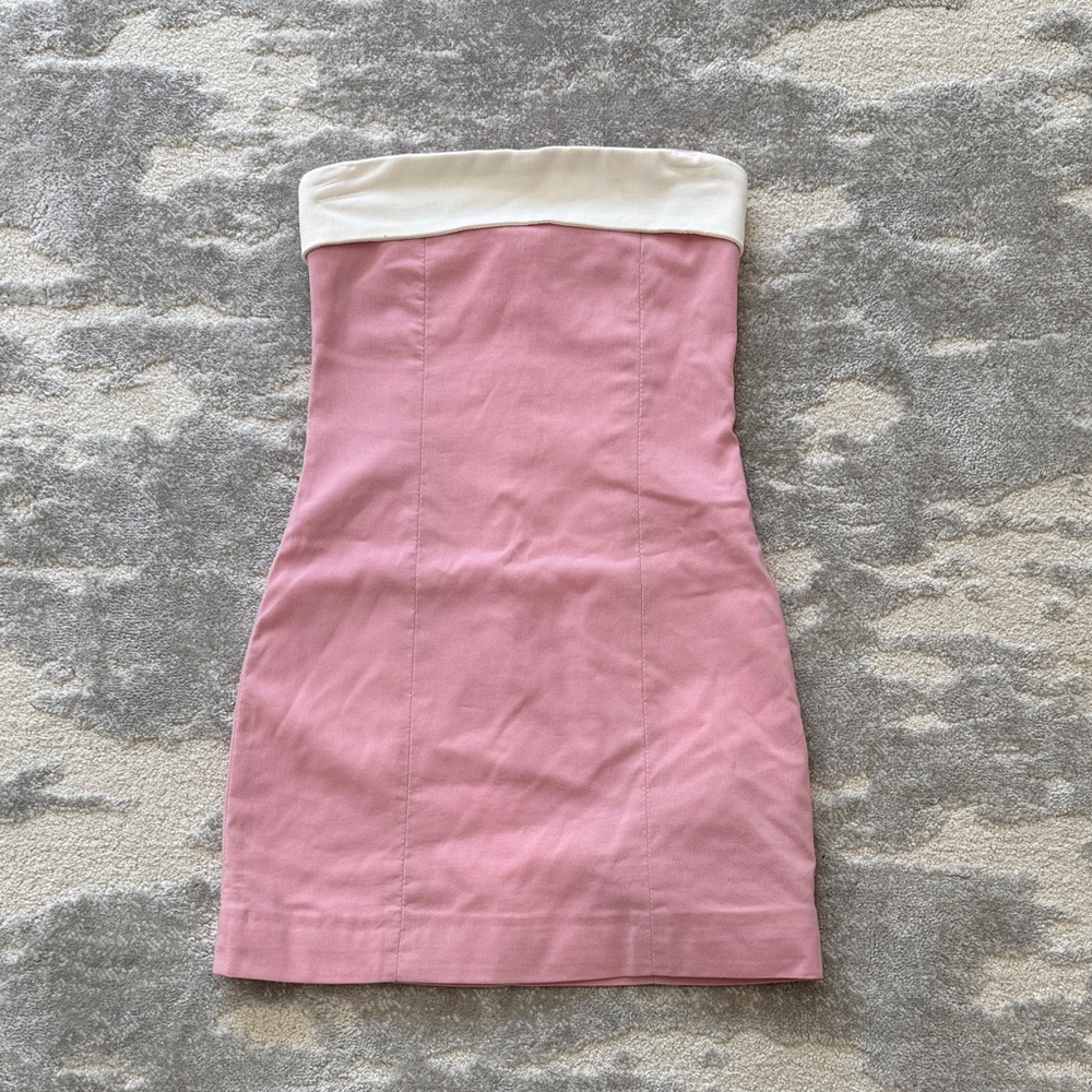 Katie J NYC Pink Dress with Cream Trim